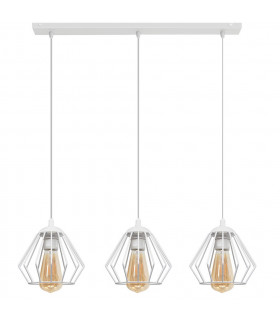 Agat Straight Bar Pendant Ceiling Light White 65cm