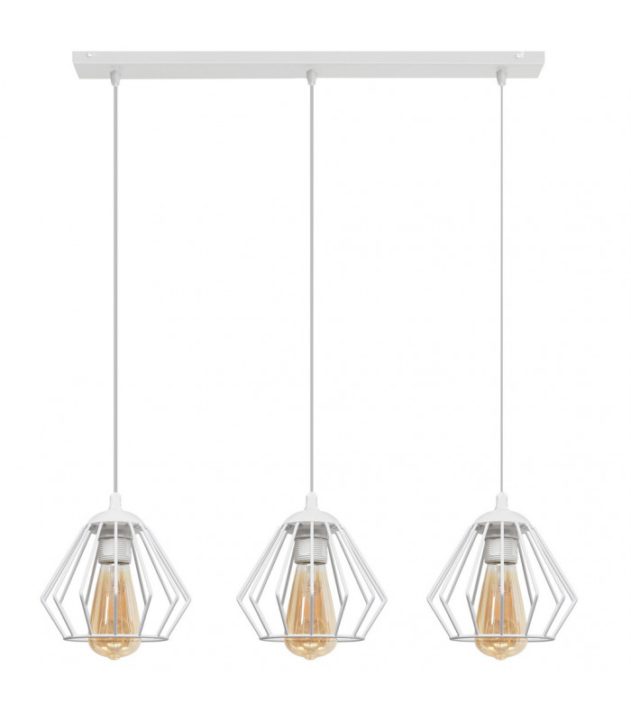 Agat Straight Bar Pendant Ceiling Light White 65cm