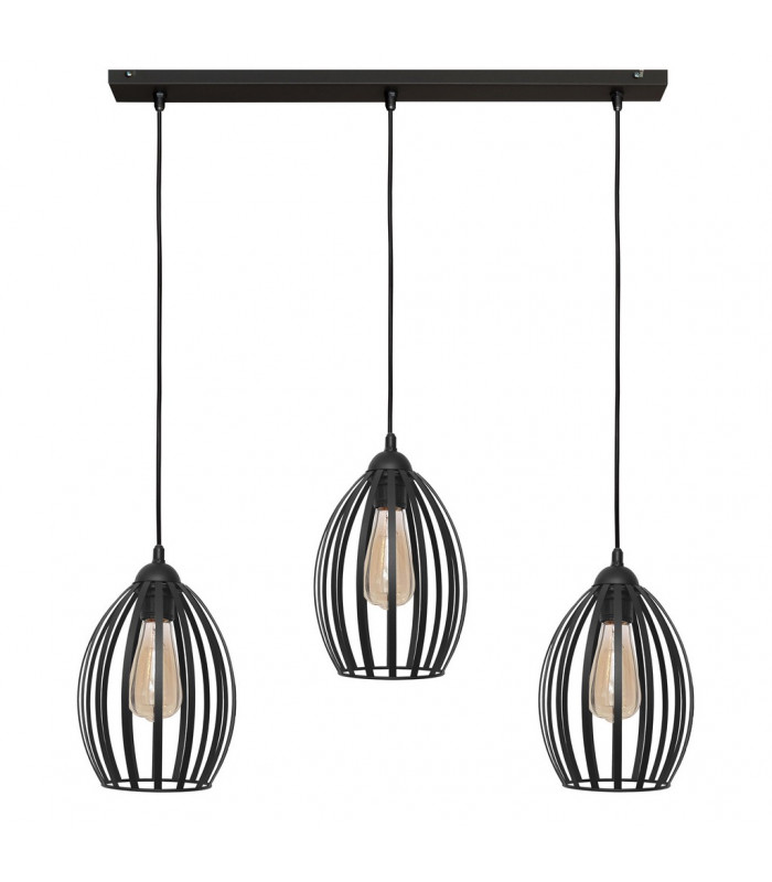 Dali Straight Bar Pendant Ceiling Light Black 70cm
