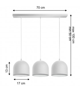 Madison Straight Bar Pendant Ceiling Light White 70cm-2
