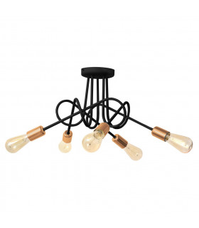 Oxford Multi Arm Semi Flush Ceiling Light Black Copper 50cm