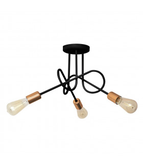 Oxford Multi Arm Semi Flush Ceiling Light Black Copper 50cm
