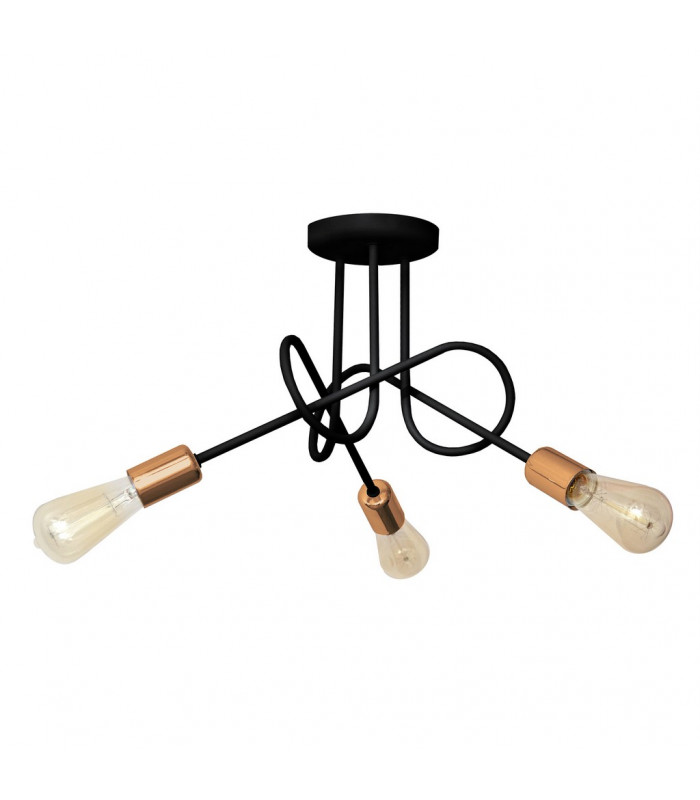 Oxford Multi Arm Semi Flush Ceiling Light Black Copper 50cm