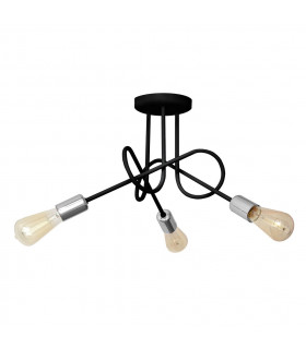 Oxford Multi Arm Semi Flush Ceiling Light Black Chrome 50cm