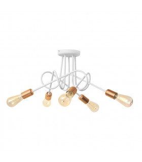 Oxford Multi Arm Semi Flush Ceiling Light White Copper 50cm
