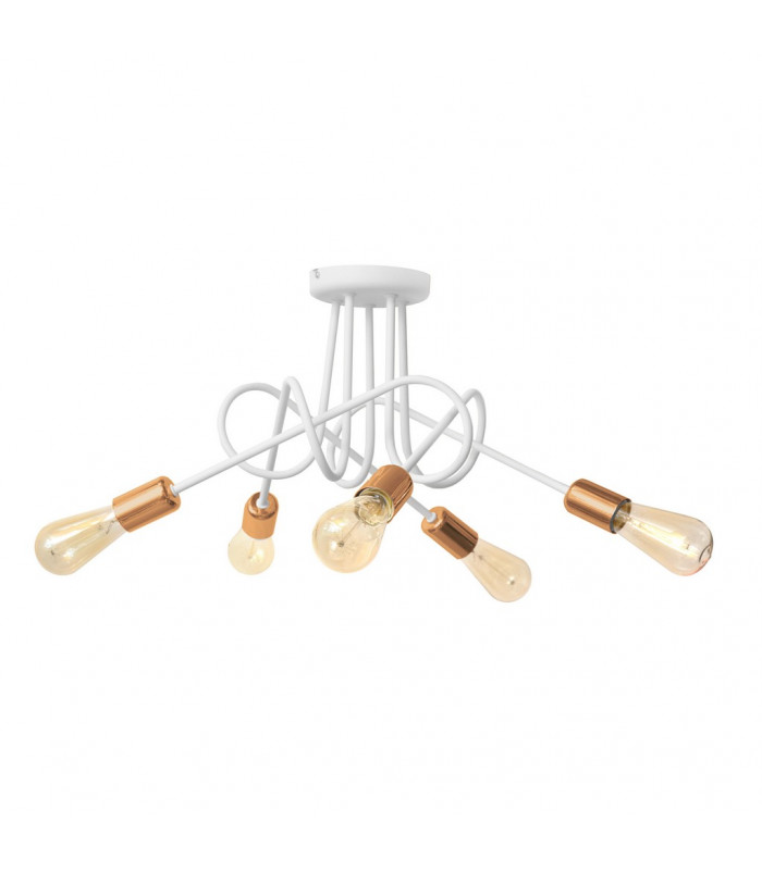 Oxford Multi Arm Semi Flush Ceiling Light White Copper 50cm