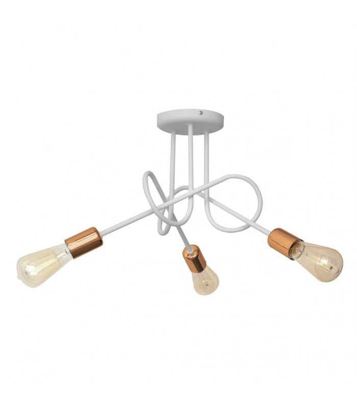 Oxford Multi Arm Semi Flush Ceiling Light White Copper 50cm