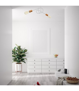 Oxford Multi Arm Semi Flush Ceiling Light White Copper 38cm-2