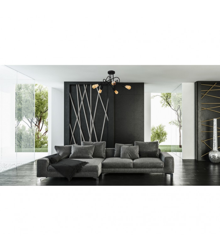 Oxford Multi Arm Semi Flush Ceiling Light Black 50cm-4