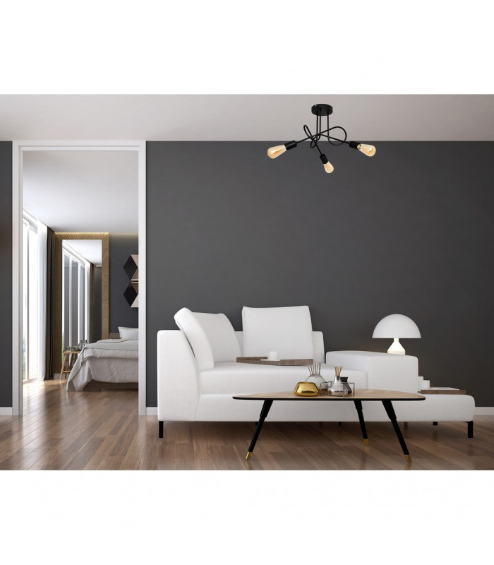 Oxford Multi Arm Semi Flush Ceiling Light Black 50cm-4