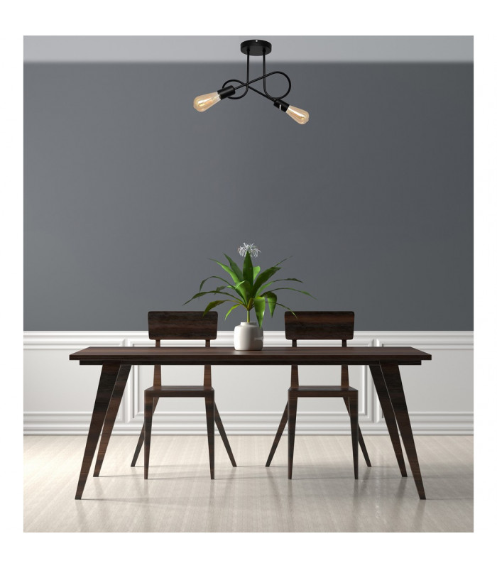 Oxford Multi Arm Semi Flush Ceiling Light Black 38cm-3