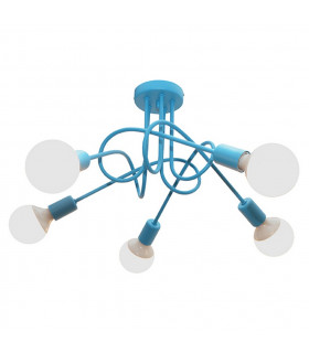 Oxford Multi Arm Semi Flush Ceiling Light Turquoise 50cm