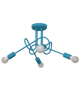 Oxford Multi Arm Semi Flush Ceiling Light Turquoise 44cm