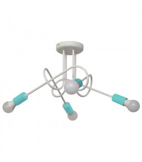 Oxford Multi Arm Semi Flush Ceiling Light White Turqouise 44cm