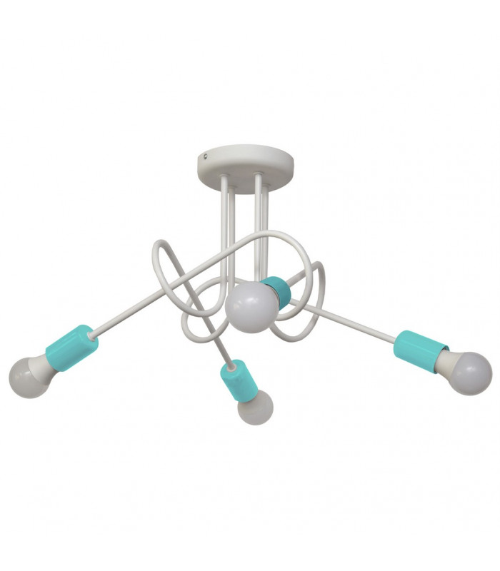 Oxford Multi Arm Semi Flush Ceiling Light White Turqouise 44cm