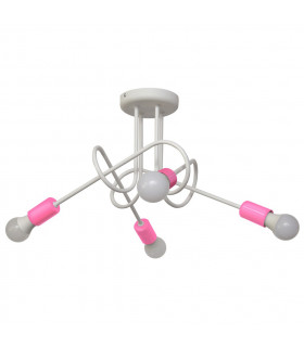 Oxford Multi Arm Semi Flush Ceiling Light White Pink 44cm