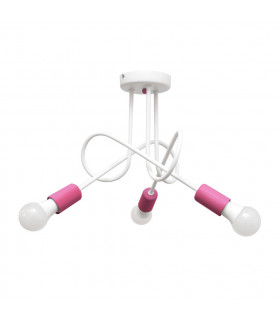 Oxford Multi Arm Semi Flush Ceiling Light White Pink 50cm