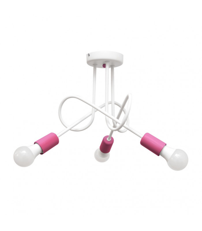 Oxford Multi Arm Semi Flush Ceiling Light White Pink 50cm