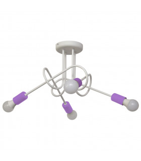 Oxford Multi Arm Semi Flush Ceiling Light White Purple 44cm