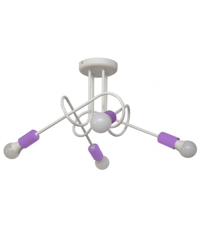 Oxford Multi Arm Semi Flush Ceiling Light White Purple 44cm