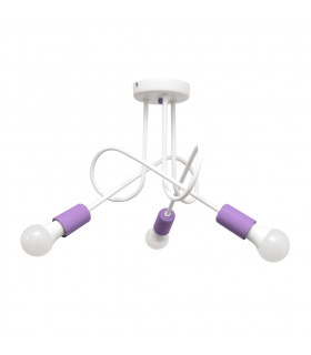 Oxford Multi Arm Semi Flush Ceiling Light White Purple 50cm