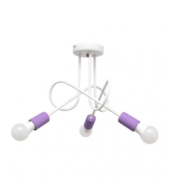 Oxford Multi Arm Semi Flush Ceiling Light White Purple 50cm