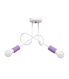 Oxford Multi Arm Semi Flush Ceiling Light White Purple 38cm