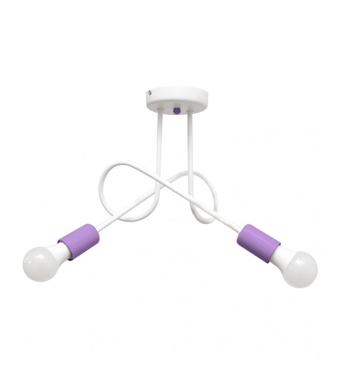 Oxford Multi Arm Semi Flush Ceiling Light White Purple 38cm