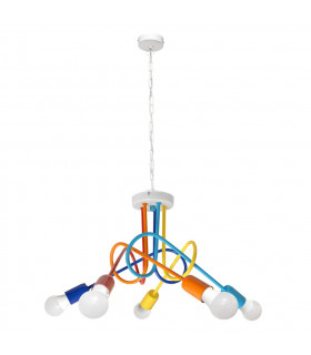 Oxford Multi Arm Pendant Ceiling Light White Multi-Coloured 60cm