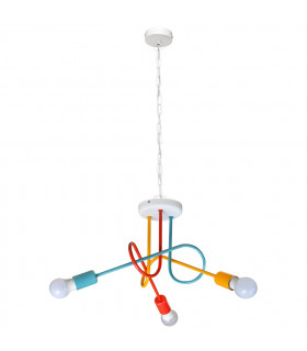 Oxford Multi Arm Pendant Ceiling Light White Orange Red Turquoise 50cm