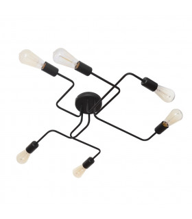 Tube Multi Arm Semi Flush Ceiling Light Black 75cm