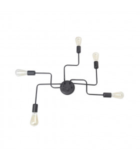 Tube Multi Arm Semi Flush Ceiling Light Black 64cm