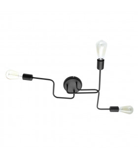 Tube Multi Arm Semi Flush Ceiling Light Black 66cm