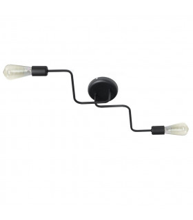 Tube Multi Arm Semi Flush Ceiling Light Black 54cm