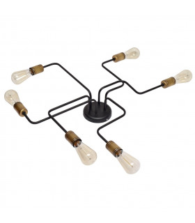 Tube Multi Arm Semi Flush Ceiling Light Black Patina 75cm-1