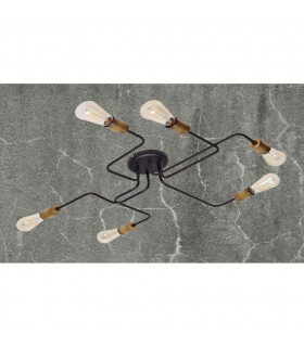 Tube Multi Arm Semi Flush Ceiling Light Black Patina 75cm-2