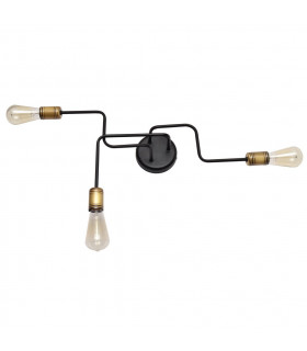 Tube Multi Arm Semi Flush Ceiling Light Black Patina 66cm