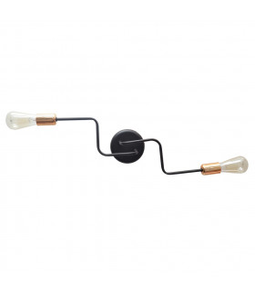 Tube Multi Arm Semi Flush Ceiling Light Black Copper 54cm