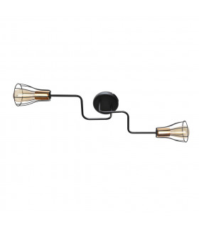 Tube Multi Arm Semi Flush Ceiling Light Black Copper 82cm