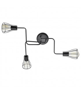 Tube Multi Arm Semi Flush Ceiling Light Black 82cm