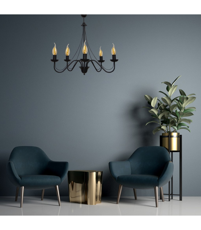 Malbo Multi Arm Pendant Ceiling Light Black 60cm-3