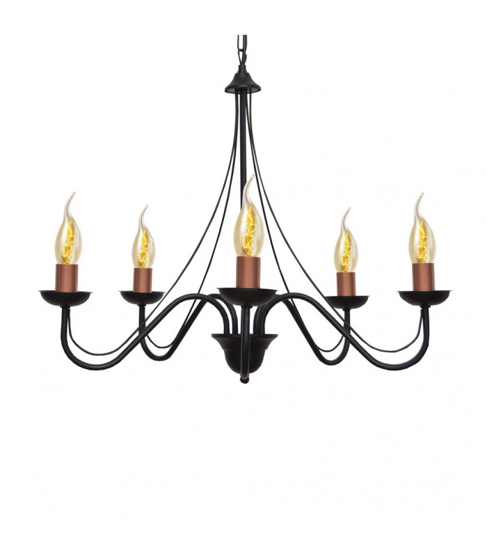 Malbo Multi Arm Pendant Ceiling Light Black Copper 60cm