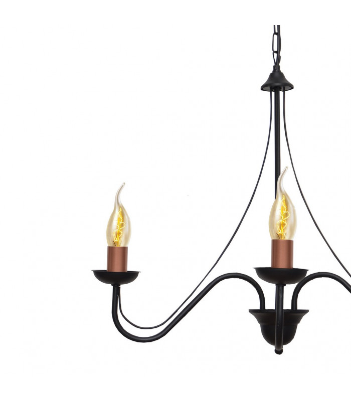Malbo Multi Arm Pendant Ceiling Light Black Copper 60cm