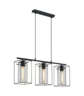 Loncino 3 Lamp Straight Bar Pendant Ceiling Light Black-1