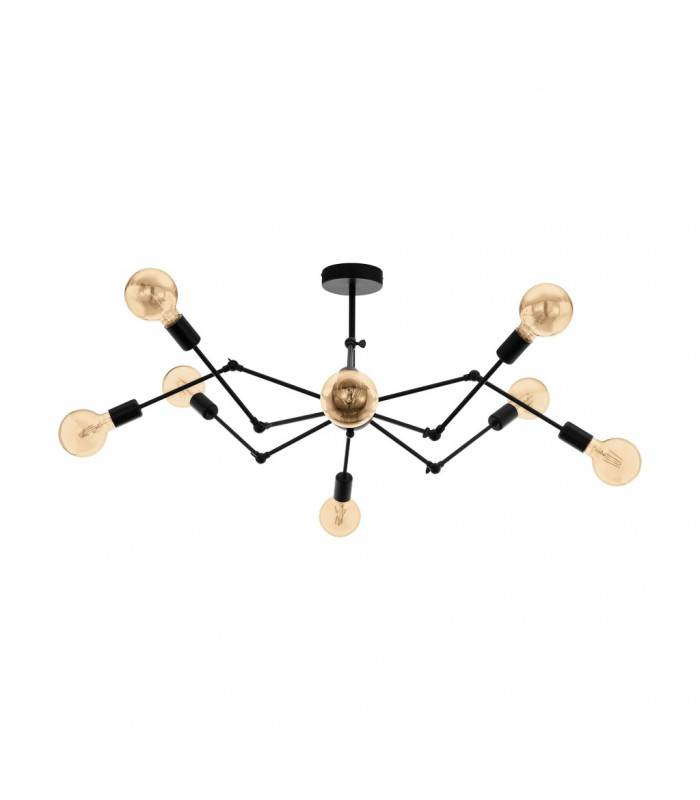 Exmoor 8 Lamp Multi Arm Semi Flush Ceiling Light Black