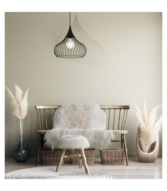 Staverton Wire Frame Pendant Ceiling Light Black-2