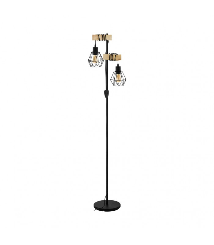 Townshend 2 Lamp Multi Arm Floor Lamp Black Brown-1