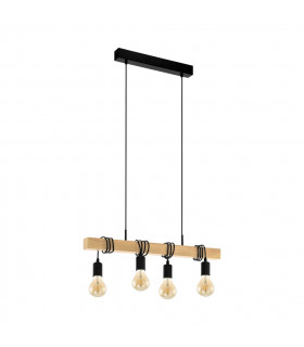 Townshend 4 Lamp Straight Bar Pendant Ceiling Light Black Brown-1