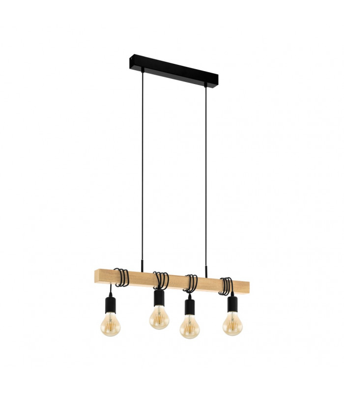 Townshend 4 Lamp Straight Bar Pendant Ceiling Light Black Brown-1