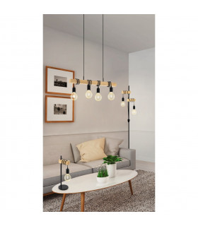 Townshend 4 Lamp Straight Bar Pendant Ceiling Light Black Brown-2